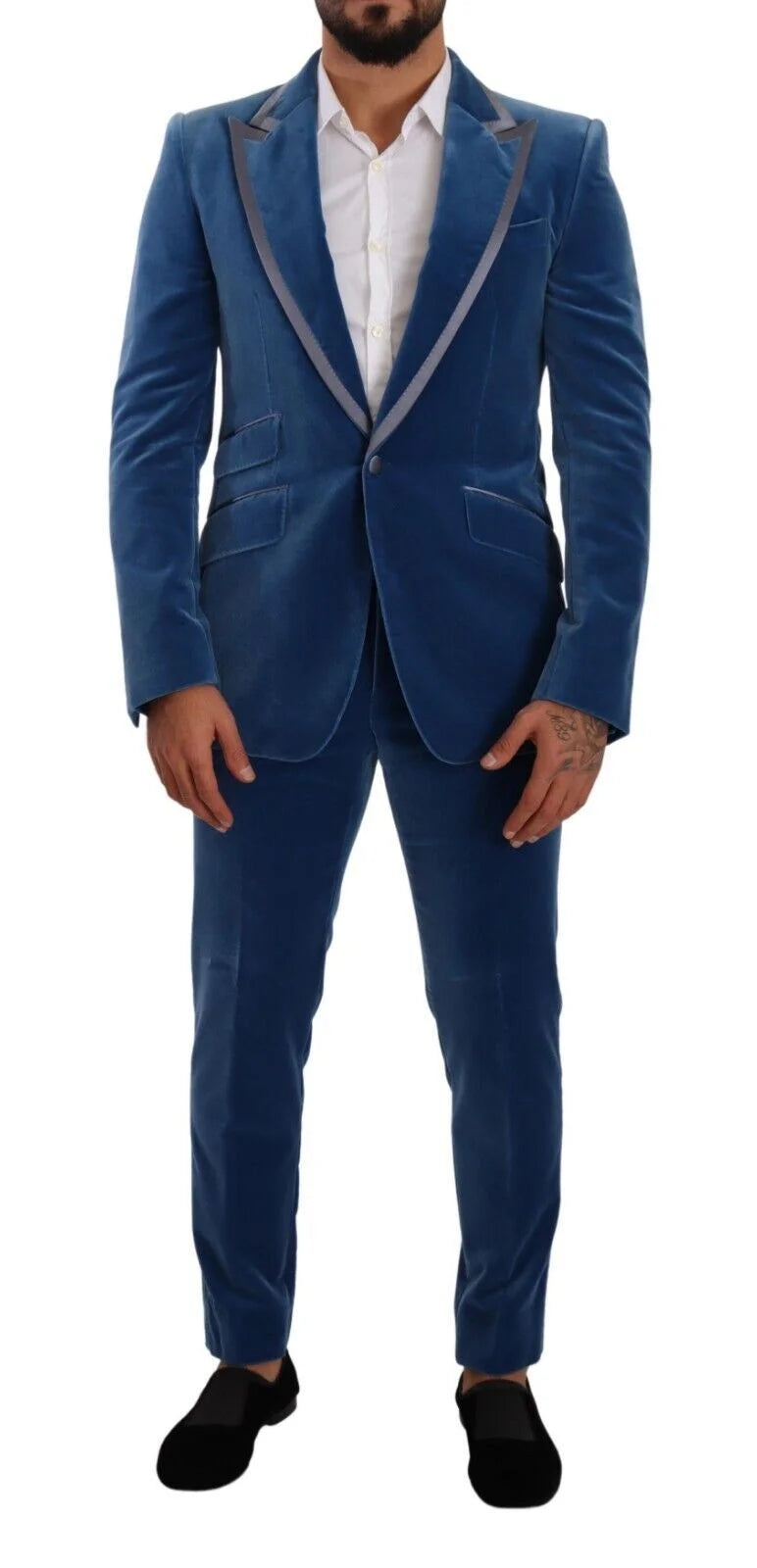 Dolce & Gabbana Blue SICILIA Velvet Slim Fit 2 Piece Suit - IT48 | M - Pant Suits