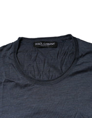 Dolce & Gabbana Blue Silk Crew Neck Long Sleeves Men T-shirt - IT50 | L - T-Shirts