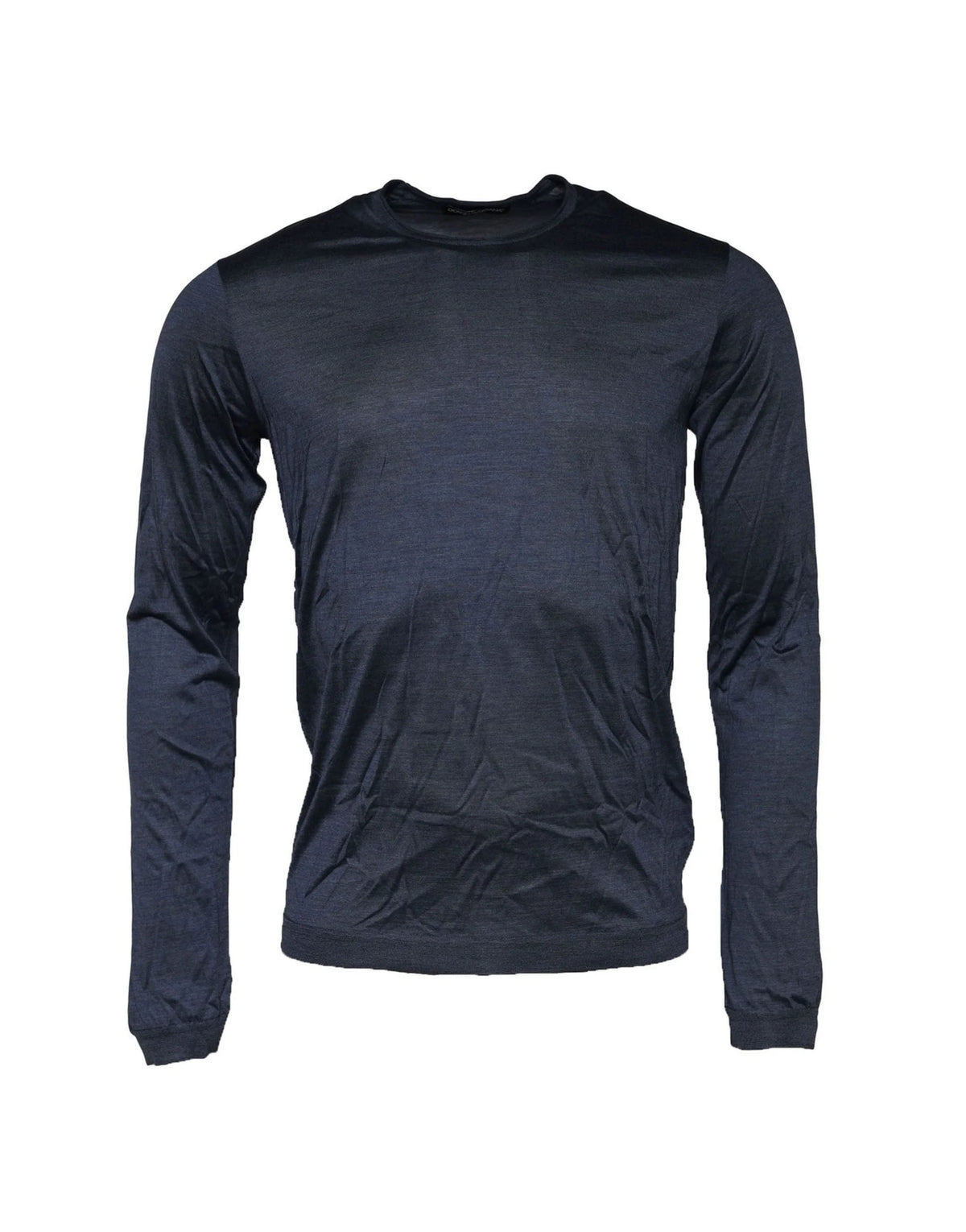 Dolce & Gabbana Blue Silk Crew Neck Long Sleeves Men T-shirt - IT50 | L - T-Shirts