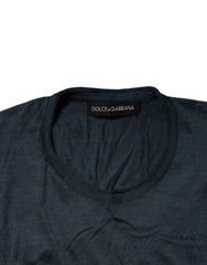 Dolce & Gabbana Blue Silk Crew Neck Short Sleeves Men T-Shirt - IT50 | L - T-Shirts