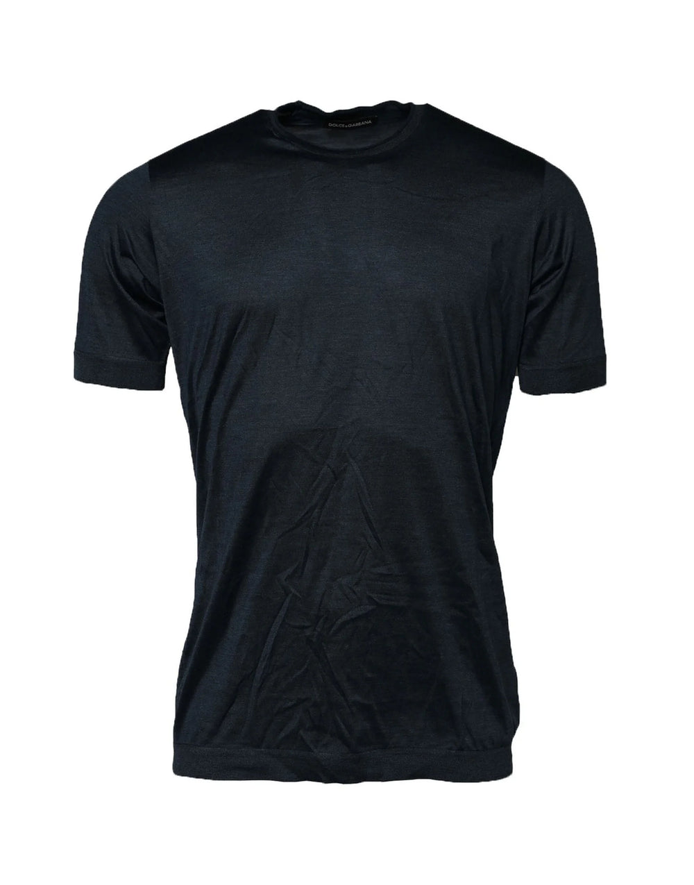 Dolce & Gabbana Blue Silk Crew Neck Short Sleeves Men T-Shirt - IT50 | L - T-Shirts