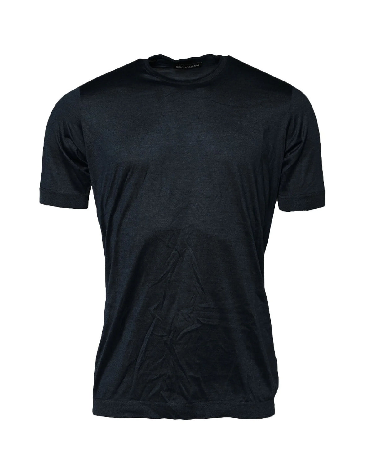 Dolce & Gabbana Blue Silk Crew Neck Short Sleeves Men T-Shirt - IT50 | L