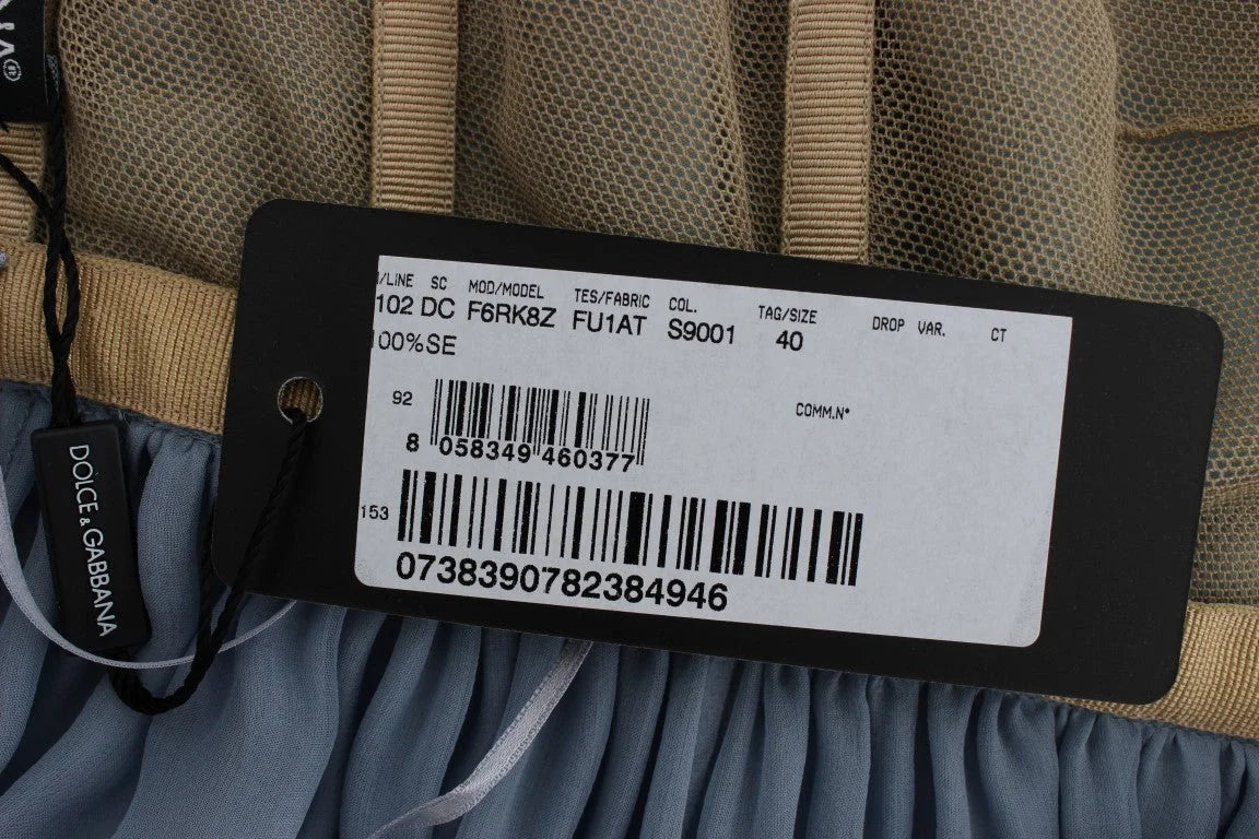 Dolce & Gabbana Blue Silk Crystal Sheath Gown Ball Dress - IT40|S - Dresses