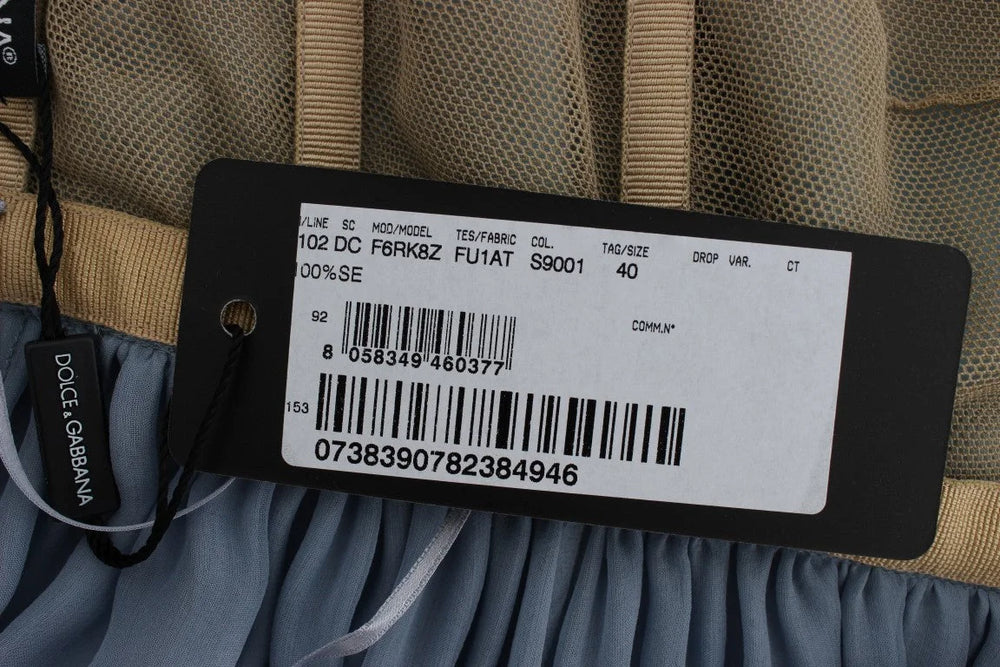 Dolce & Gabbana Blue Silk Crystal Sheath Gown Ball Dress - IT40|S - Dresses