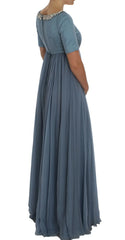 Dolce & Gabbana Blue Silk Crystal Sheath Gown Ball Dress - IT40|S - Dresses