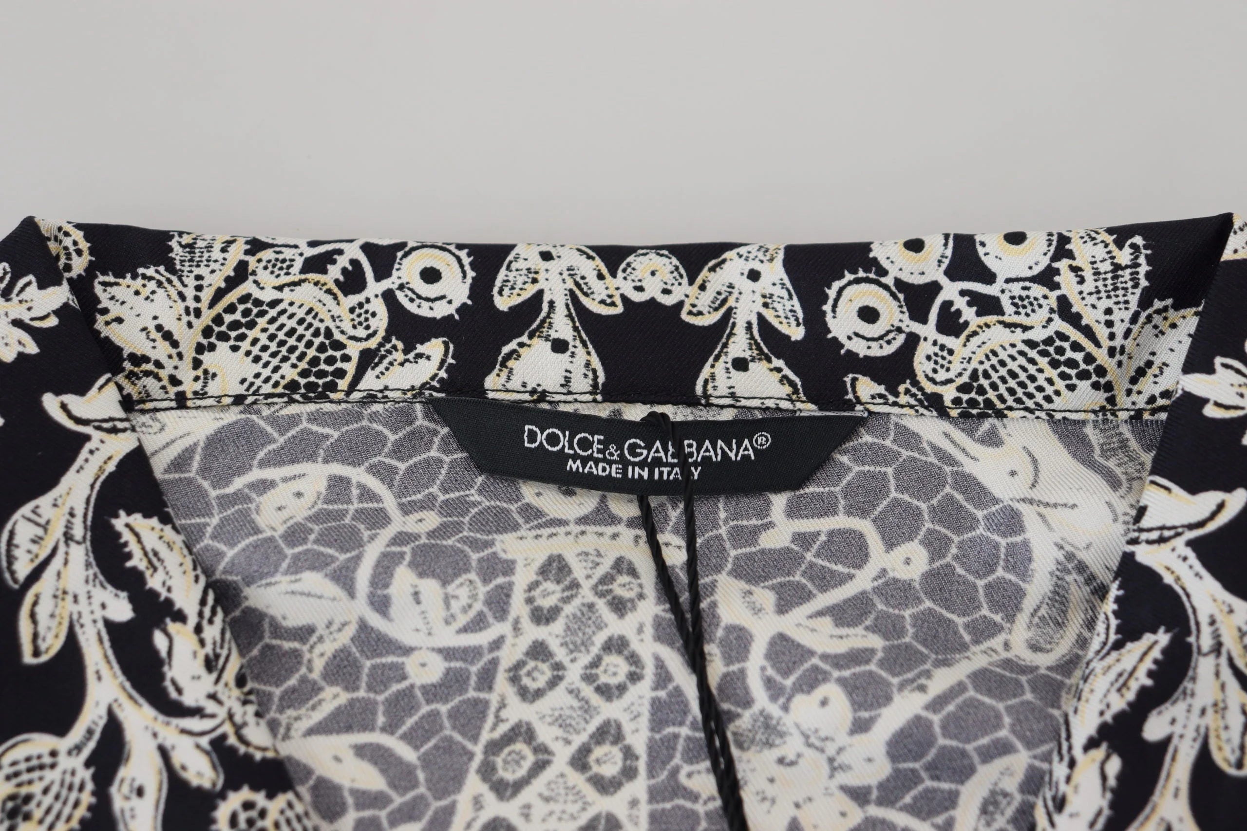 Dolce & Gabbana Blue Silk Floral Baroque Satin Casual Shirt - Shirts