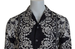 Dolce & Gabbana Blue Silk Floral Baroque Satin Casual Shirt - Shirts