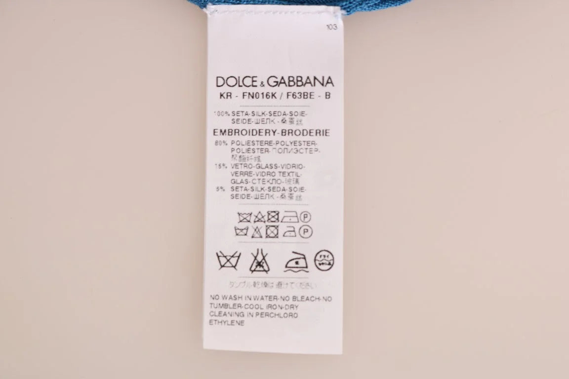 Dolce & Gabbana Blue Silk Love is Pullover Sweater - IT48 | XL - Sweaters