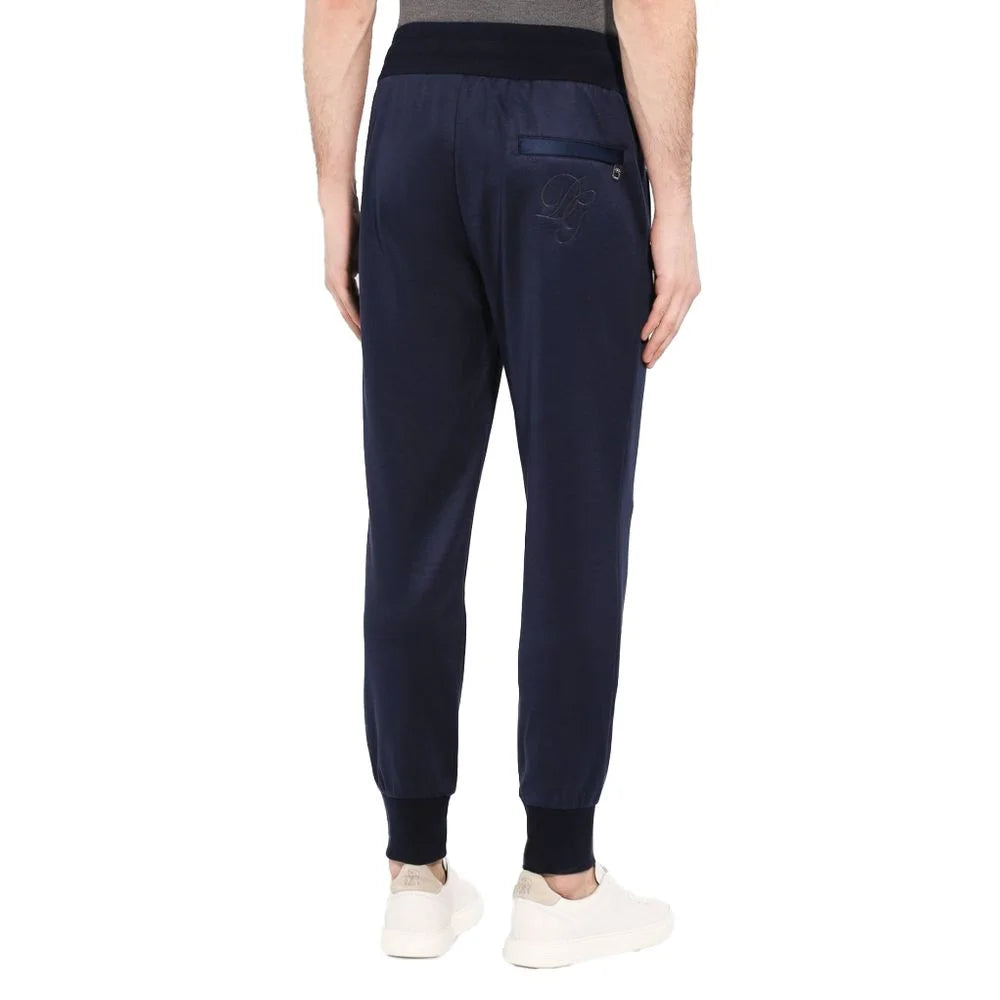 Dolce & Gabbana Blue Silk Men Trousers - IT52 | XL
