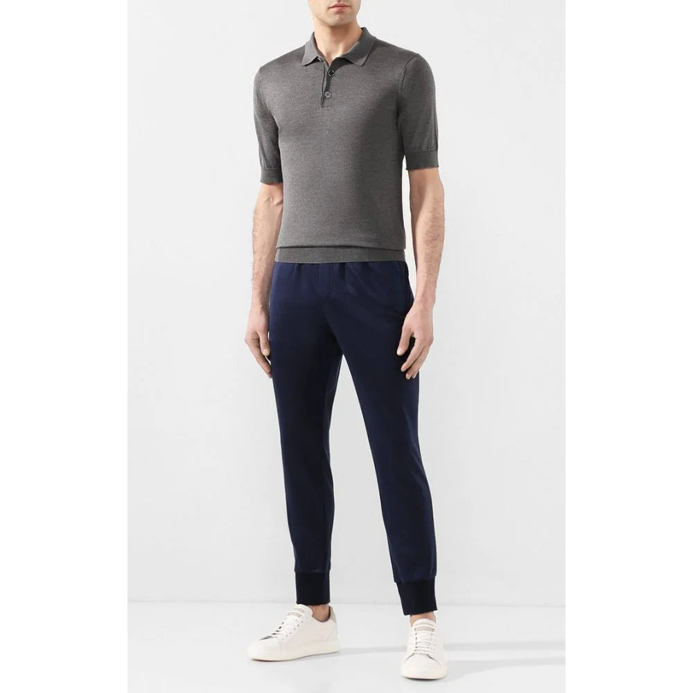 Dolce & Gabbana Blue Silk Men Trousers - IT52 | XL
