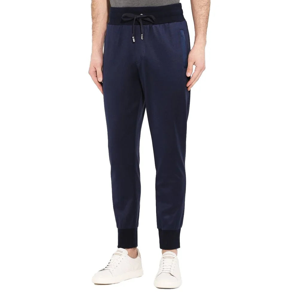Dolce & Gabbana Blue Silk Men Trousers - IT52 | XL