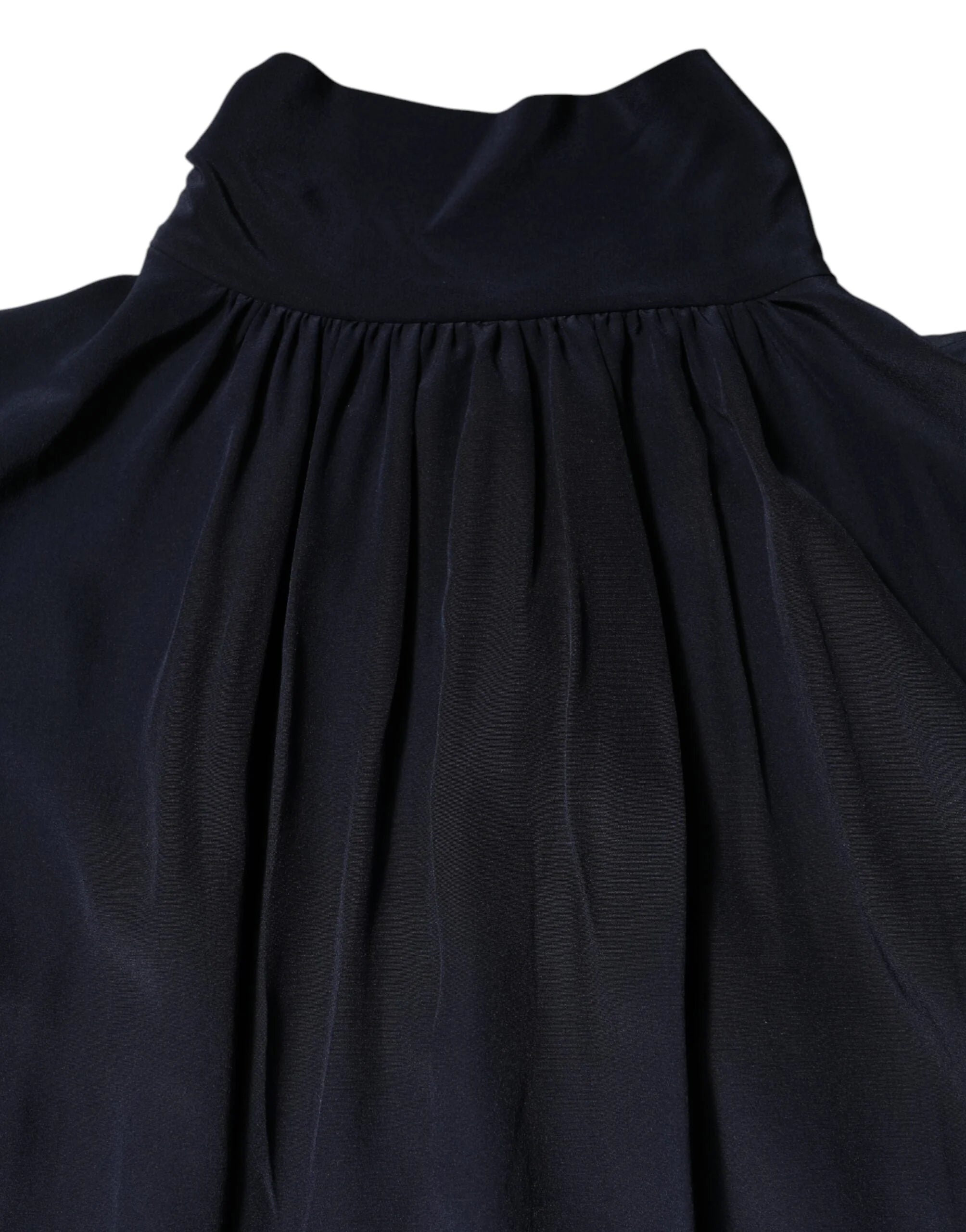 Dolce & Gabbana Blue Silk Mock Neck Long Sleeves Blouse Top - IT40|S - Blouses