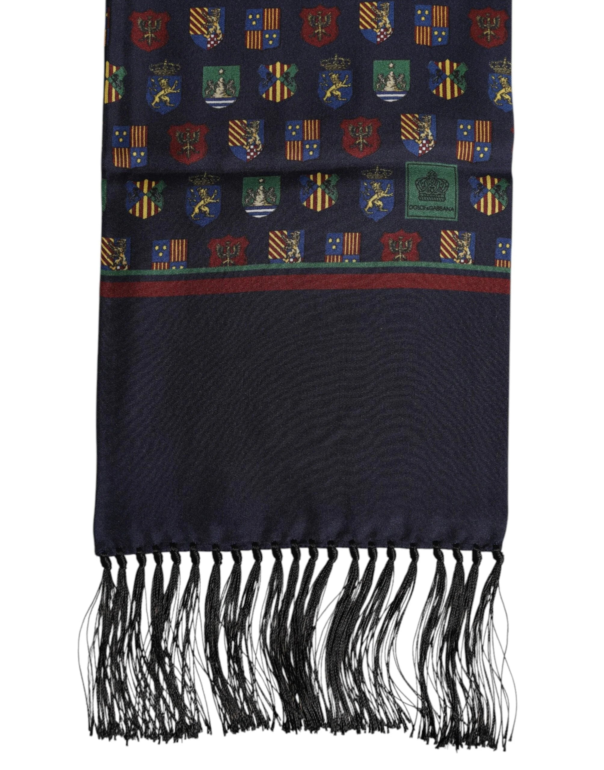 Dolce & Gabbana Blue Silk Printed Fringes Foulard Scarf - Scarves & Shawls