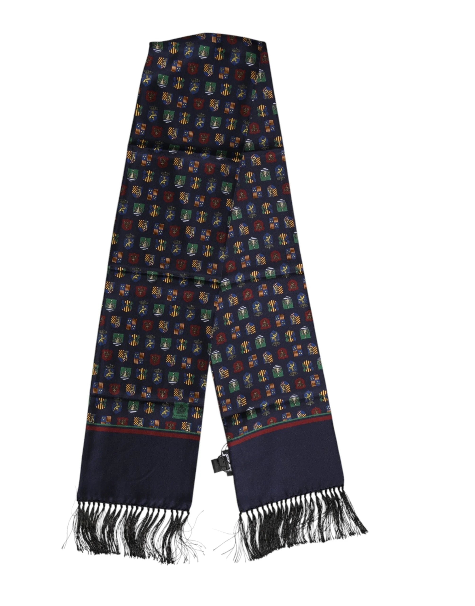 Dolce & Gabbana Blue Silk Printed Fringes Foulard Scarf - Scarves & Shawls