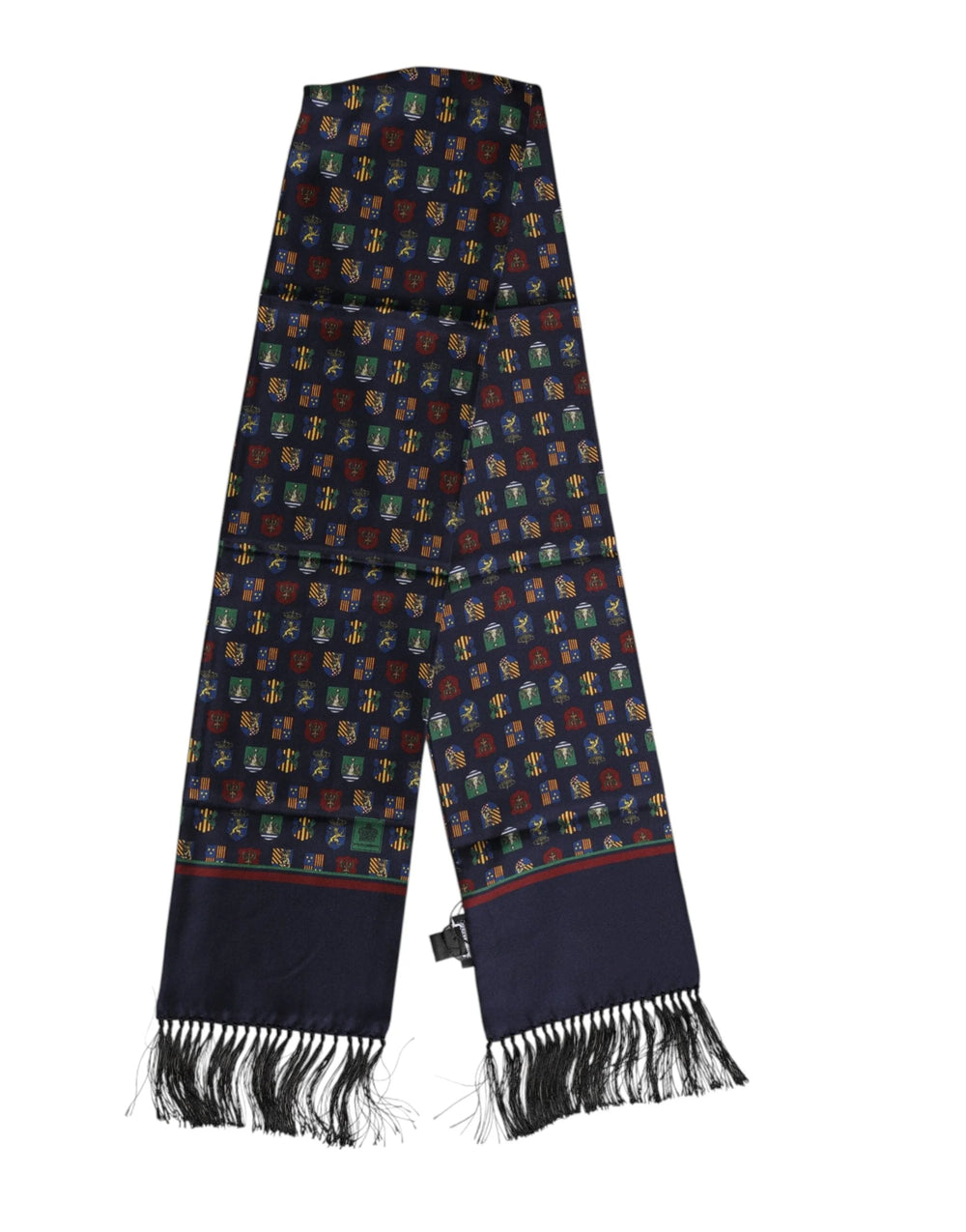 Dolce & Gabbana Blue Silk Printed Fringes Foulard Scarf - Scarves & Shawls