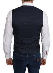 Dolce & Gabbana Blue Silk Romb Pattern Formal Coat Vest - IT46 | S - Vests