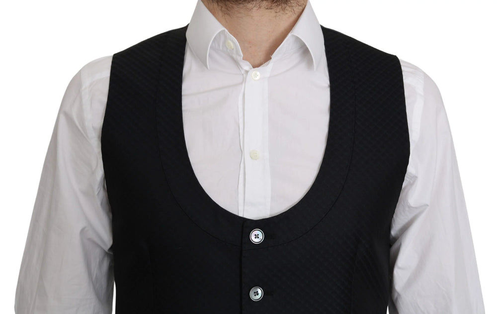 Dolce & Gabbana Blue Silk Romb Pattern Formal Coat Vest - IT46 | S - Vests