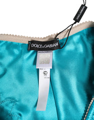 Dolce & Gabbana Blue Silk Satin Floral Lace Trim New Slip Underwear - IT3 | M