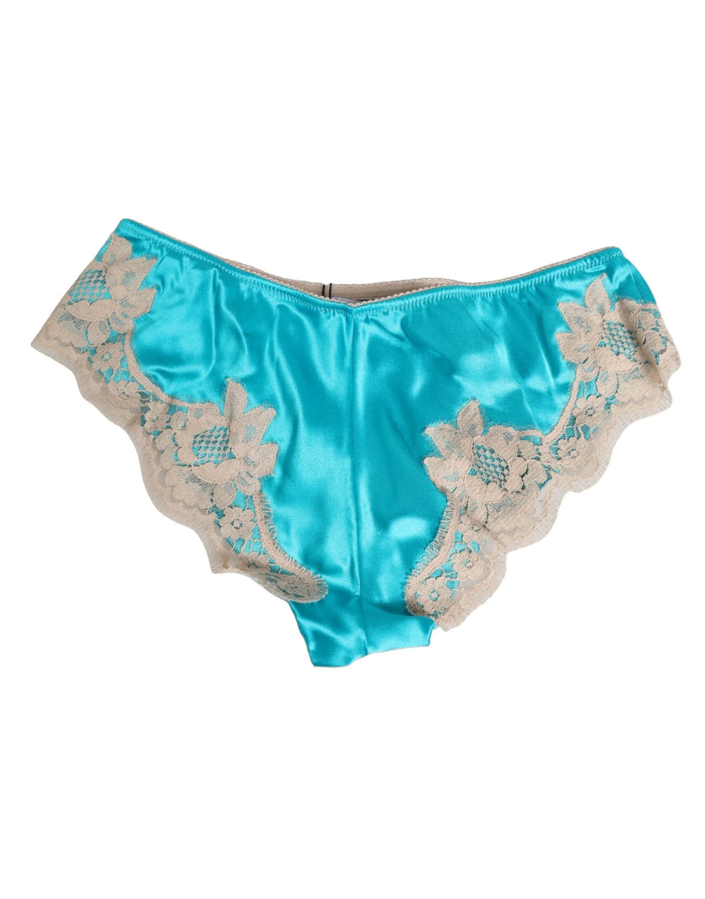 Dolce & Gabbana Blue Silk Satin Floral Lace Trim New Slip Underwear - IT3 | M - Briefs