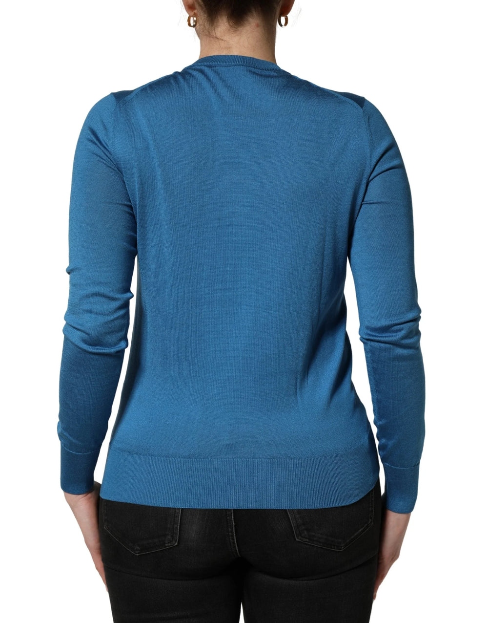 Dolce & Gabbana Blue Silk Sequined CrewNeck Pullover Sweater - IT42|M