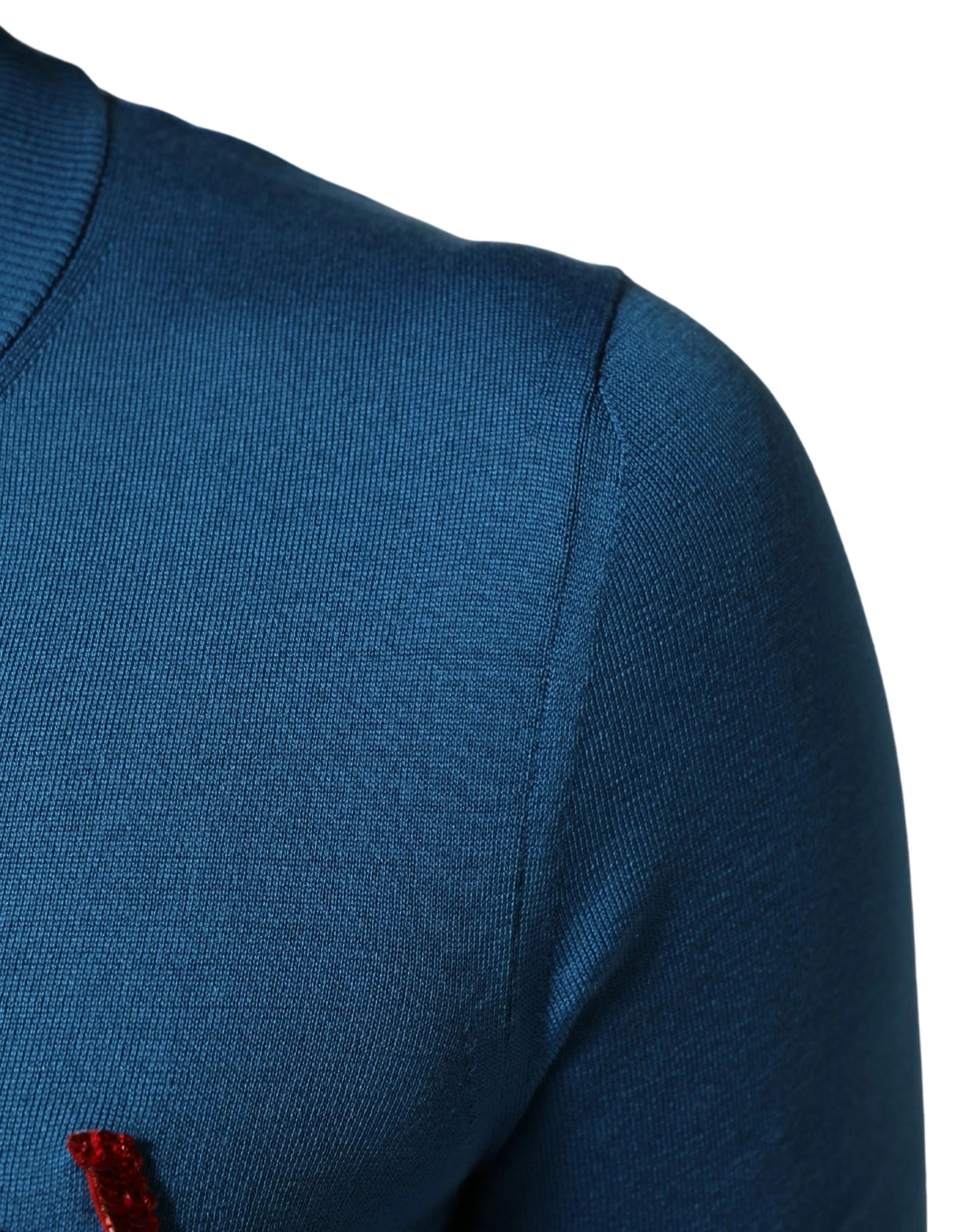 Dolce & Gabbana Blue Silk Sequined CrewNeck Pullover Sweater - IT42|M