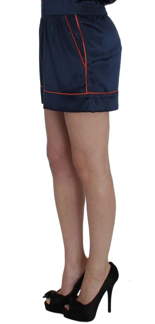 Dolce & Gabbana Blue Silk Stretch Sleepwear Shorts - IT1 | XS - Pajamas