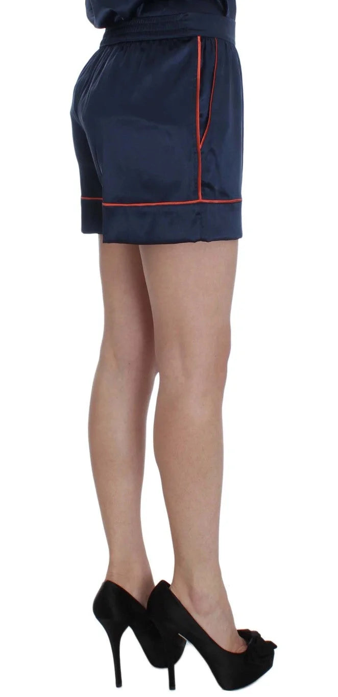 Dolce & Gabbana Blue Silk Stretch Sleepwear Shorts - IT1 | XS - Pajamas