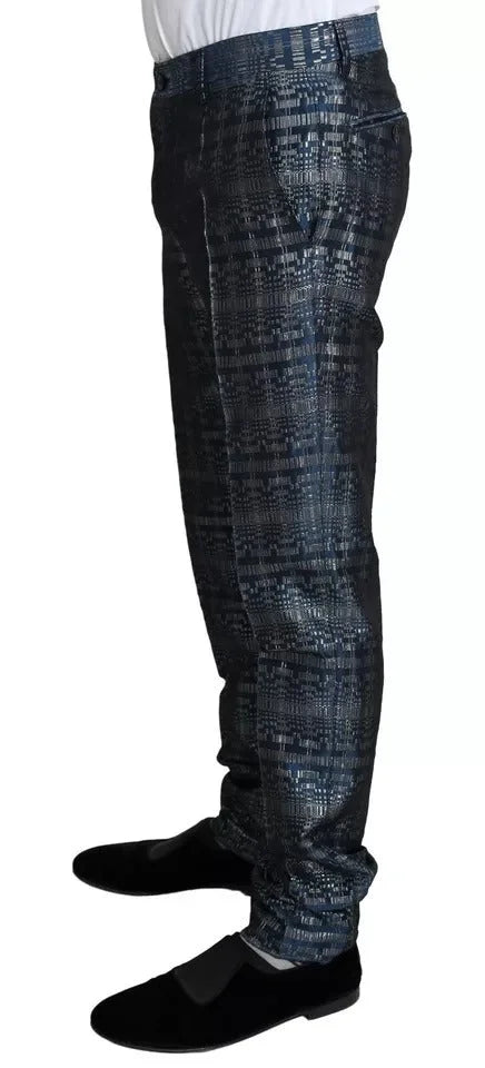 Dolce & Gabbana Blue Silver Shiny 2 Piece Slim GOLD Suit - IT46 | S - Suits