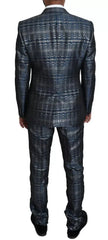 Dolce & Gabbana Blue Silver Shiny 2 Piece Slim GOLD Suit - IT46 | S - Suits