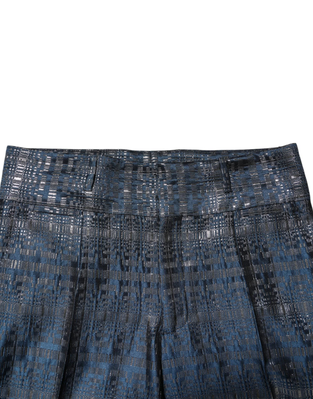 Dolce & Gabbana Blue Silver Shiny Silk Skinny Men Trouser Pants - IT48 | M - Trousers