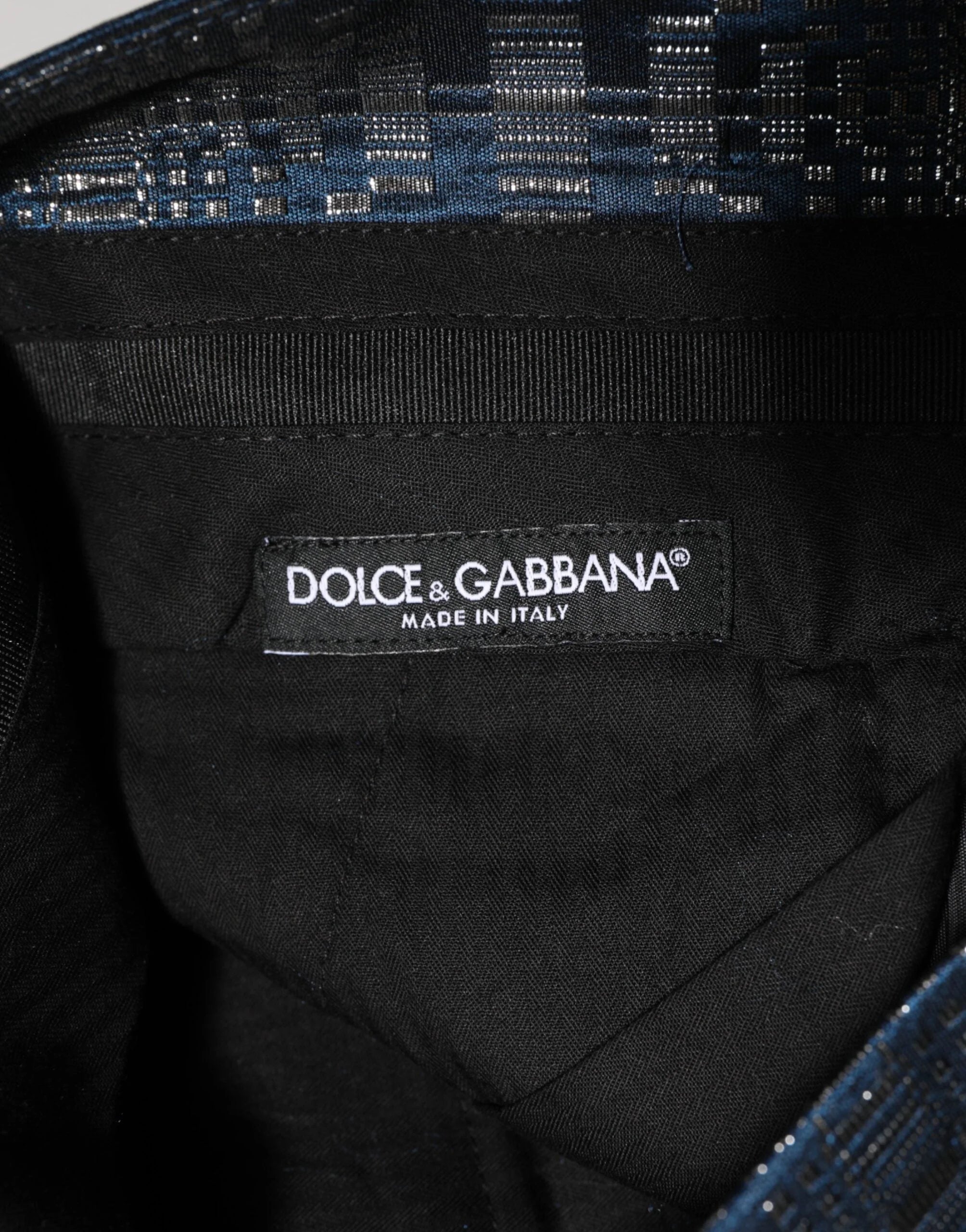 Dolce & Gabbana Blue Silver Shiny Silk Skinny Men Trouser Pants - IT48 | M - Trousers
