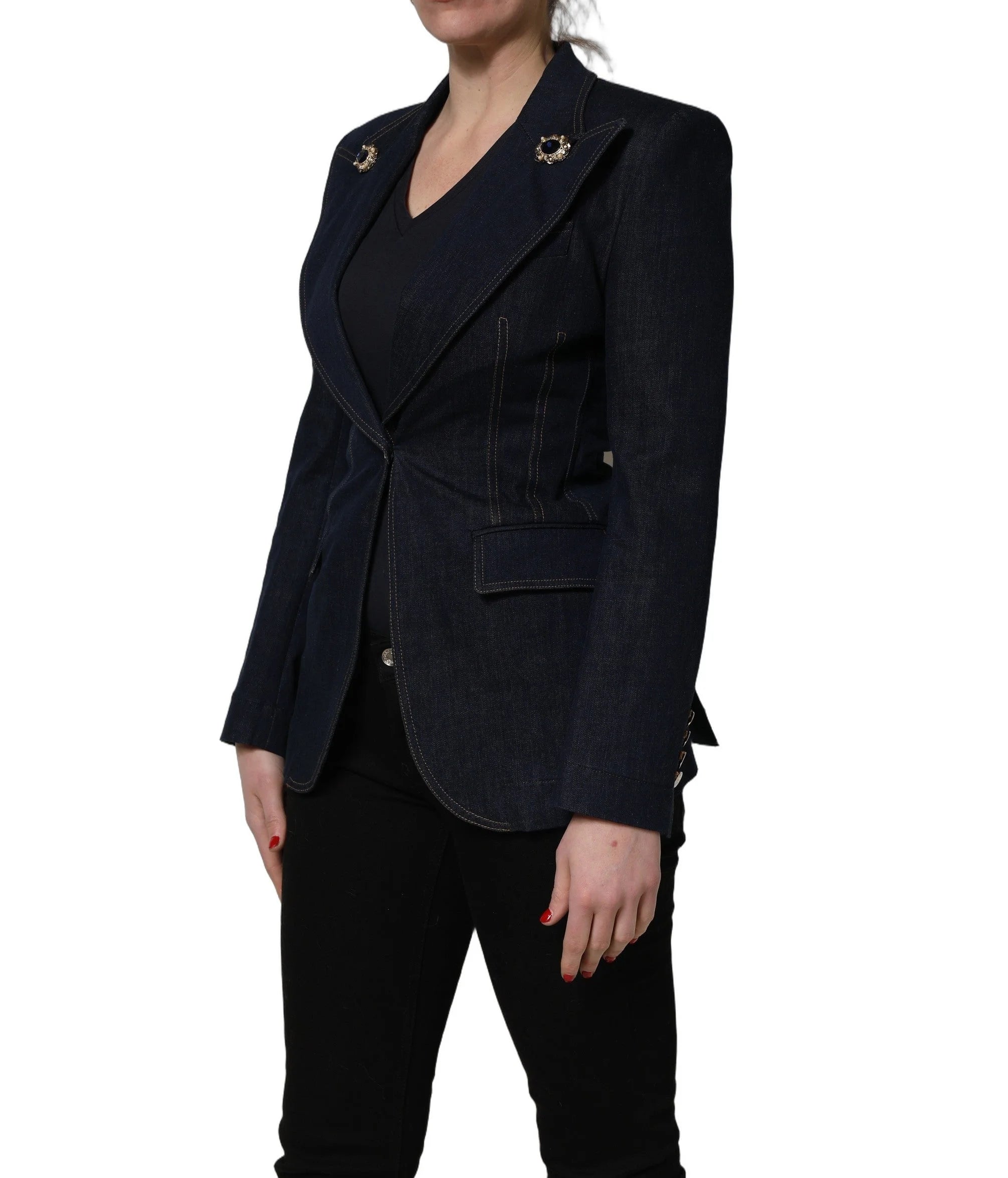 Dolce & Gabbana Blue Single-Breasted Denim Blazer Jacket - IT38 | XS