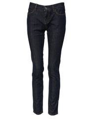 Dolce & Gabbana Blue Skinny Cotton Mid Waisted Denim Jeans - Jeans