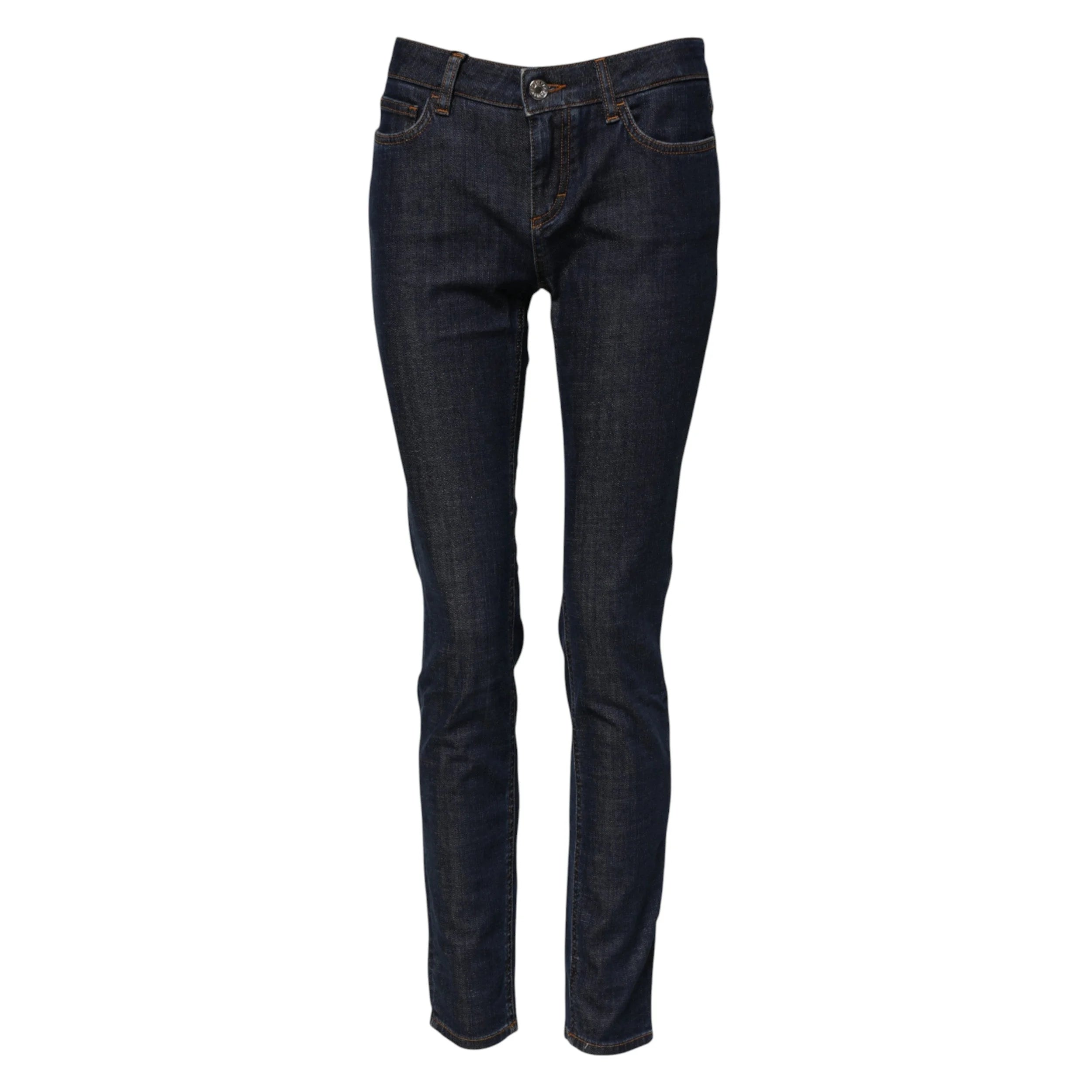 Dolce & Gabbana Blue Skinny Cotton Mid Waisted Denim Jeans - Jeans