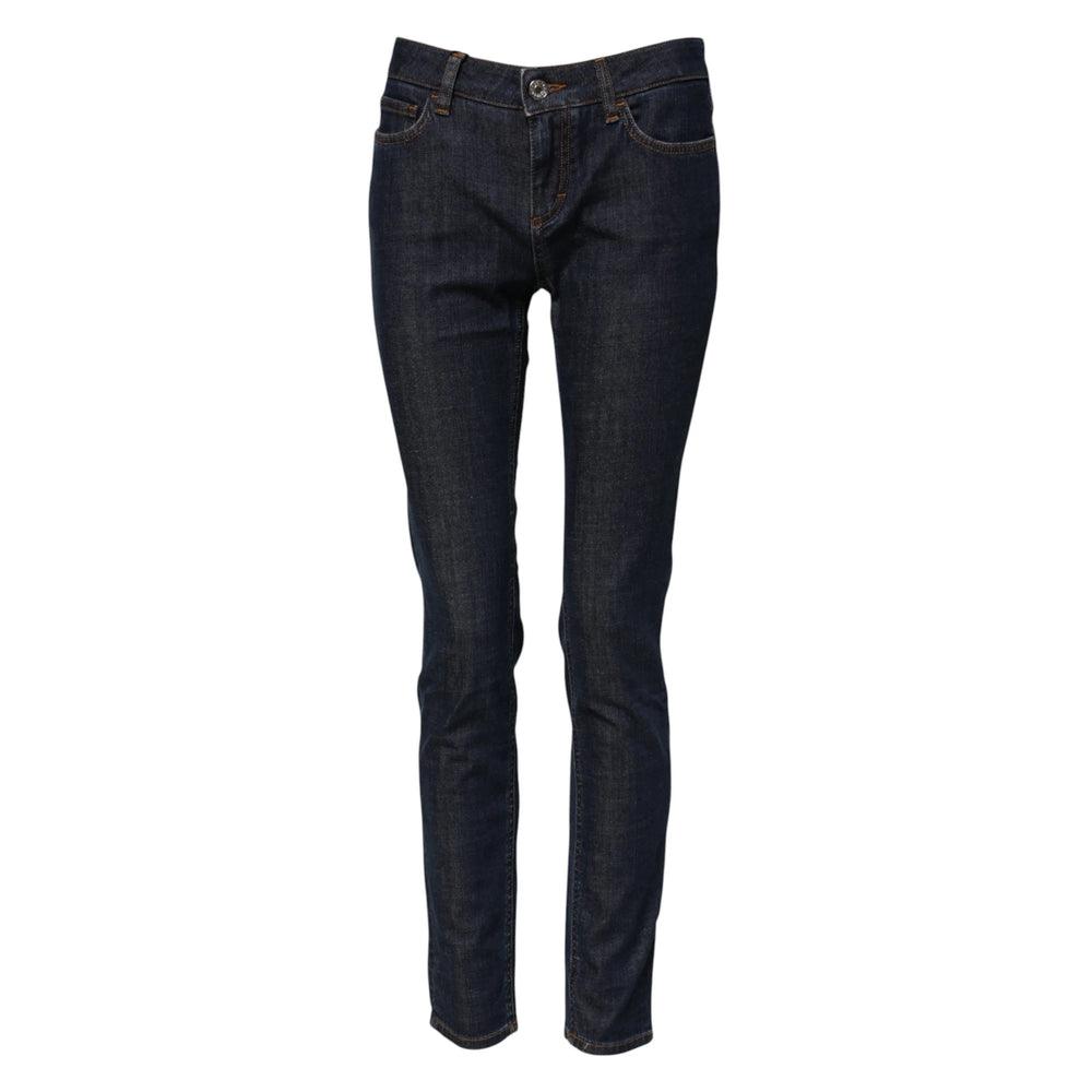 Dolce & Gabbana Blue Skinny Cotton Mid Waisted Denim Jeans - Jeans