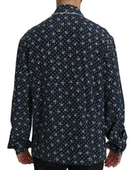 Dolce & Gabbana Blue Skull Print Silk Top Sleepwear Shirt - IT41 | L - Nightgowns