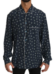 Dolce & Gabbana Blue Skull Print Silk Top Sleepwear Shirt - IT41 | L - Nightgowns