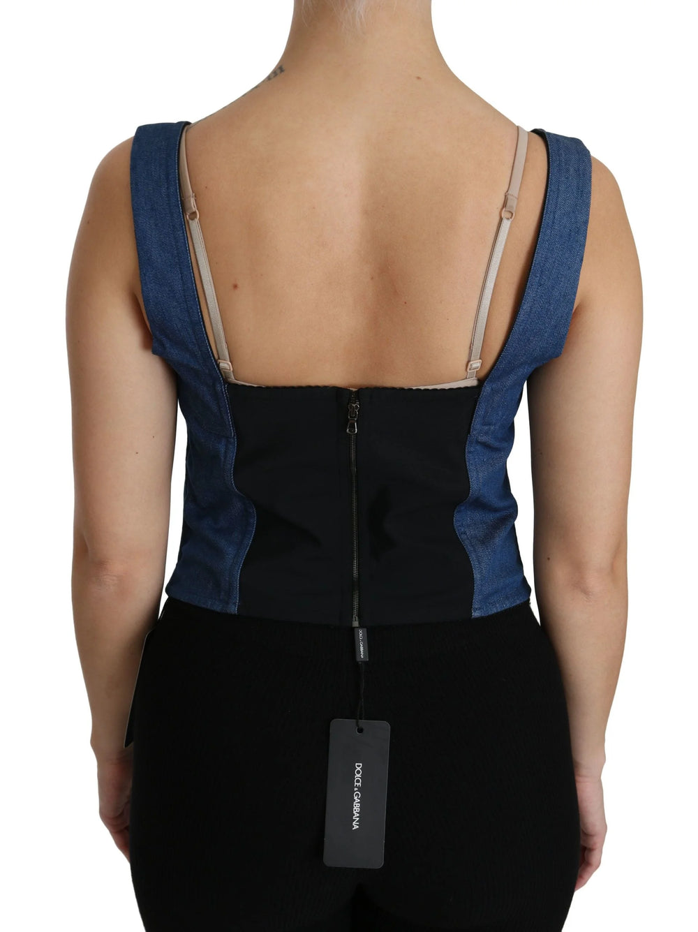 Dolce & Gabbana Blue Sleeveless Bustier Blouse Cotton Top - IT36 | XS - Tank Tops