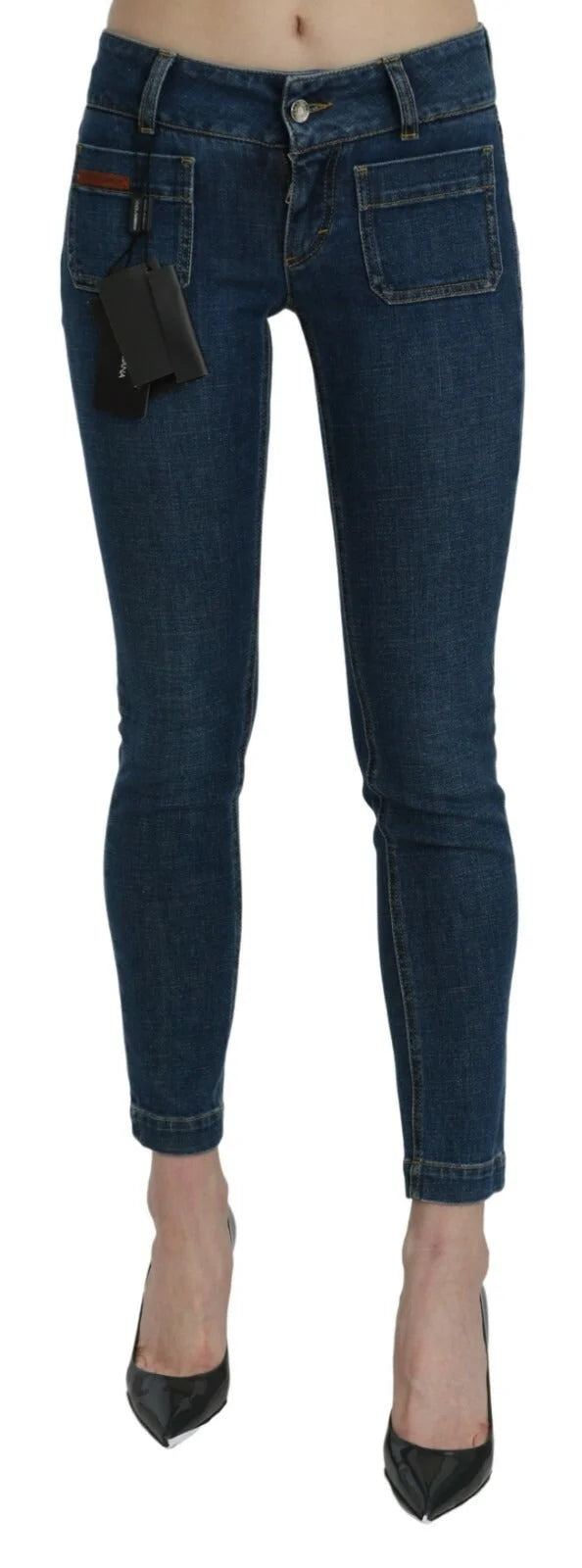 Dolce & Gabbana Blue Slim Fit Cropped Mid Waist Denim Jeans - IT38 | XS