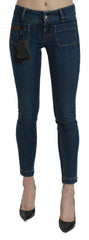 Dolce & Gabbana Blue Slim Fit Cropped Mid Waist Denim Jeans - IT38 | XS