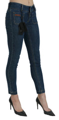 Dolce & Gabbana Blue Slim Fit Cropped Mid Waist Denim Jeans - IT38 | XS