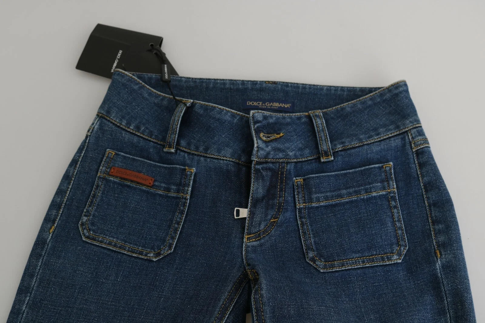 Dolce & Gabbana Blue Slim Fit Cropped Mid Waist Denim Jeans - IT38 | XS