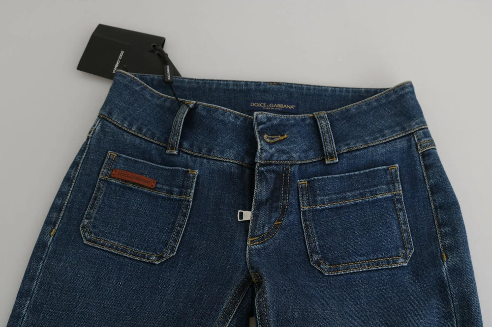 Dolce & Gabbana Blue Slim Fit Cropped Mid Waist Denim Jeans - IT38 | XS