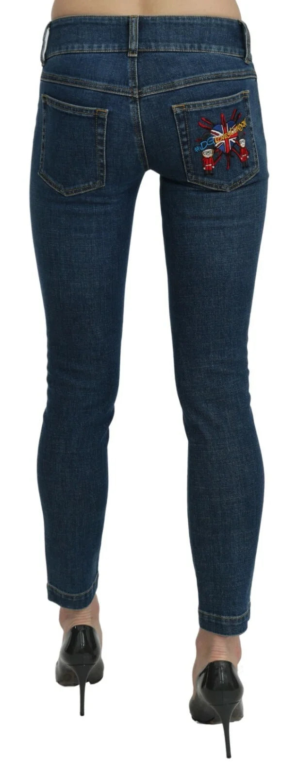 Dolce & Gabbana Blue Slim Fit Cropped Mid Waist Denim Jeans - IT38 | XS