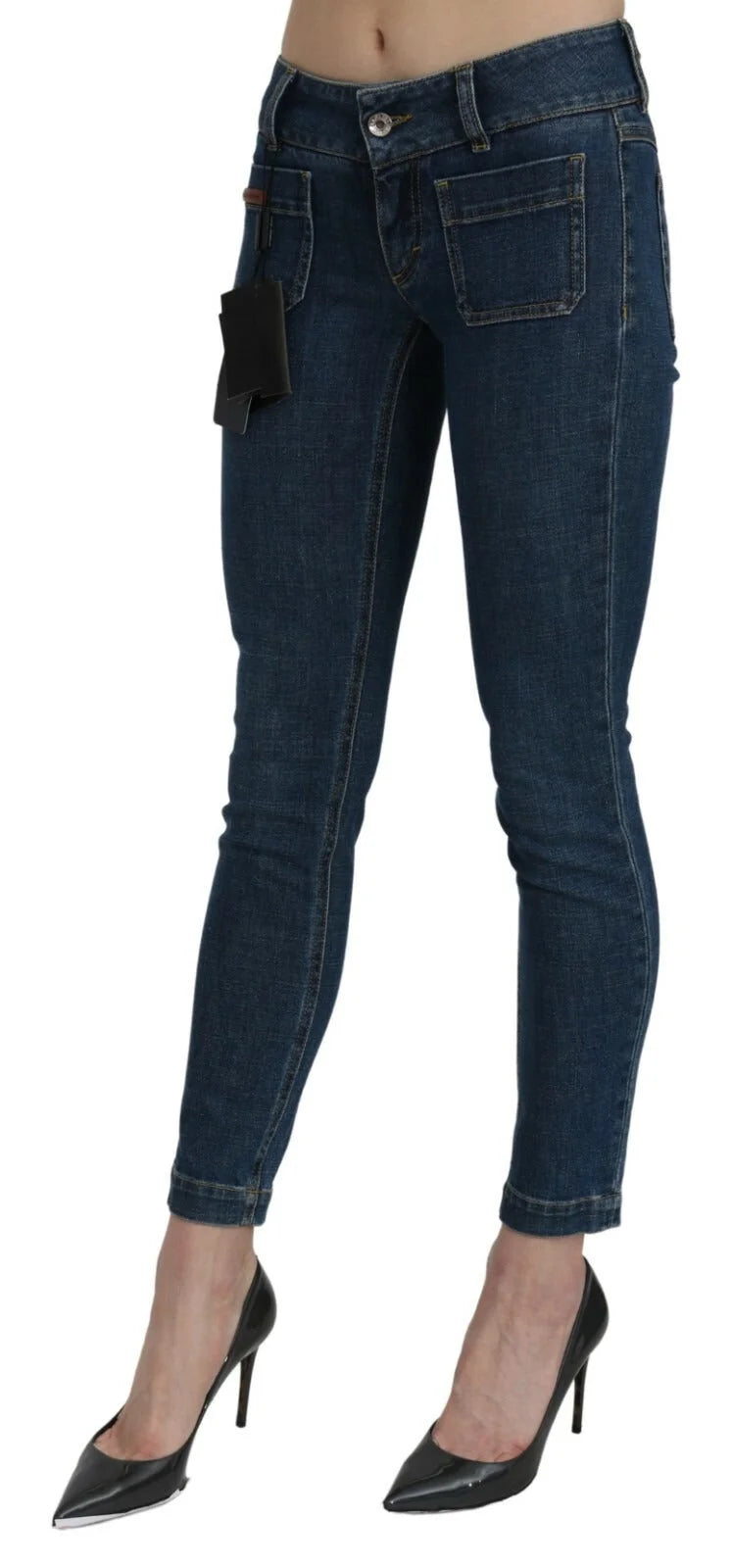 Dolce & Gabbana Blue Slim Fit Cropped Mid Waist Denim Jeans - IT38 | XS
