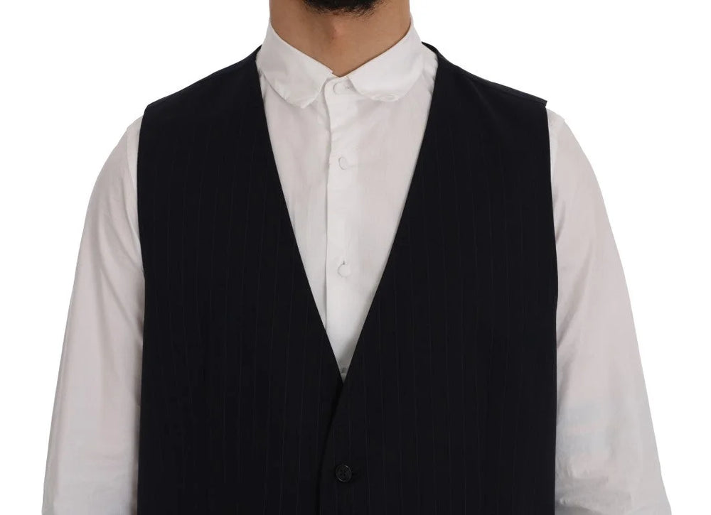 Dolce & Gabbana Blue STAFF Wool Stretch Vest - IT54 | XXL - Vests