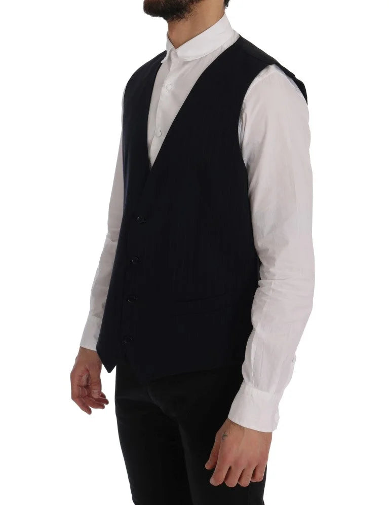 Dolce & Gabbana Blue STAFF Wool Stretch Vest - IT54 | XXL - Vests