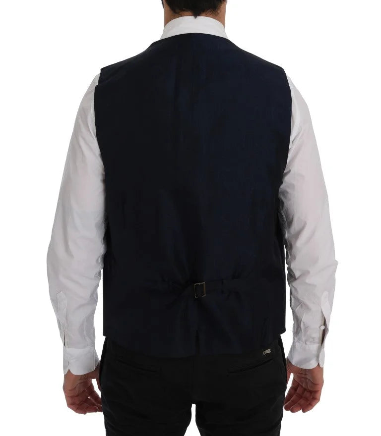 Dolce & Gabbana Blue STAFF Wool Stretch Vest - IT54 | XXL - Vests