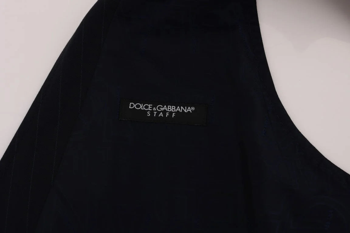 Dolce & Gabbana Blue STAFF Wool Stretch Vest - IT54 | XXL - Vests