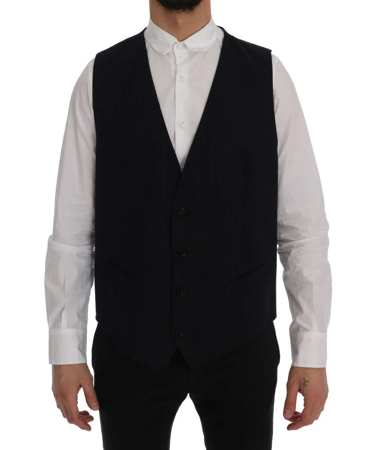Dolce & Gabbana Blue STAFF Wool Stretch Vest - IT54 | XXL - Vests